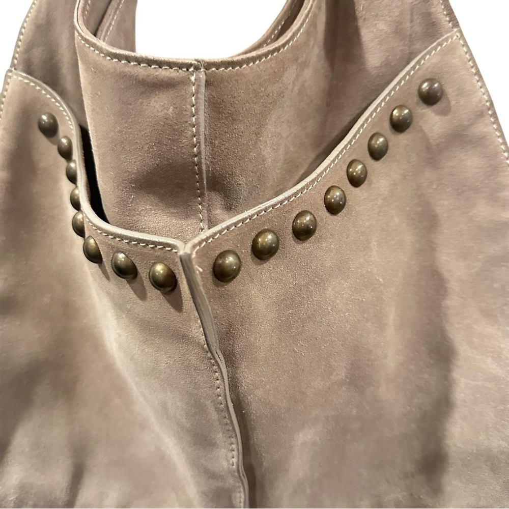 SOLD - Rosetti taupe suede studded hobo handbag, suede - Picture 6 of 15